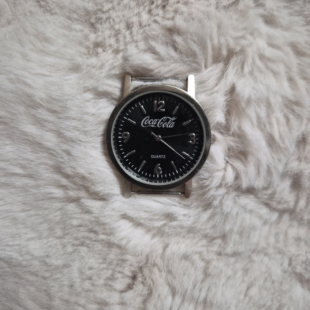 Vintage 2002 Coca Cola Watch Face Black Silver Tone Coke Soda Pop Collectible ✨️